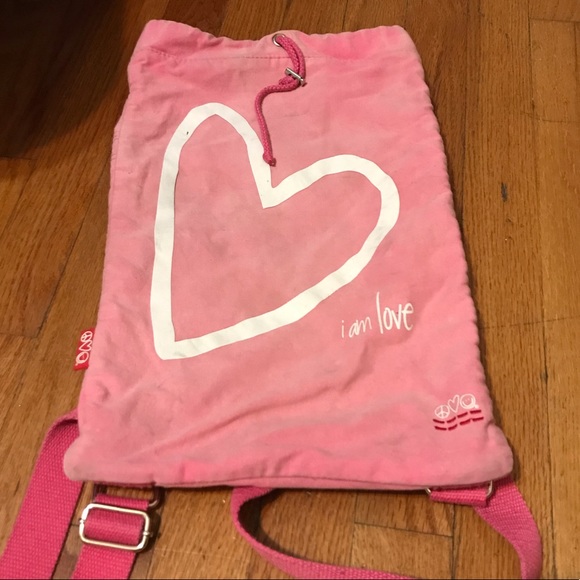 Peace Love World I am Love pink drawstring bag - Picture 1 of 3